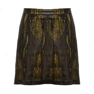 Alice + Olivia Riley Laser Cut Leather Mini Skirt